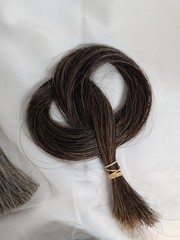 4 Horse Hair Tassels w/ Loop Blonde and Gray Plus Chestnut & Black Loose Bundles