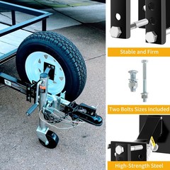 Spare Tire Carrier for 10″ & 12″ Utility Trailers – Powder Coated Black Design