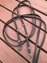 VINTAGE WESTERN LEATHER ALPACA SILVER QUALITY CONCHOS SPLIT REINS