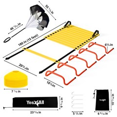 Yes4All Agility Ladder Speed Training Equipment Set – 1 Adjustable Agility La…