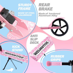 Kick Scooter for Kids Ages 6+, Teens & Adults, Adjustable Handlebars, Rear Brake