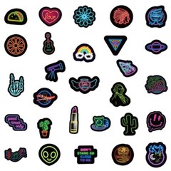 50 Pcs Vinyl Neon Signs Stickers Pack Bomb Laptop Guitar Water Bottle Decals Lot
