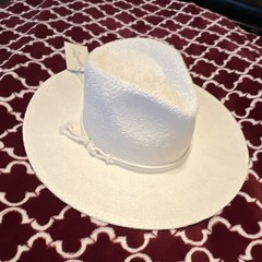 Universal Thread White Straw Western Hat, Adjustable Wide Brim