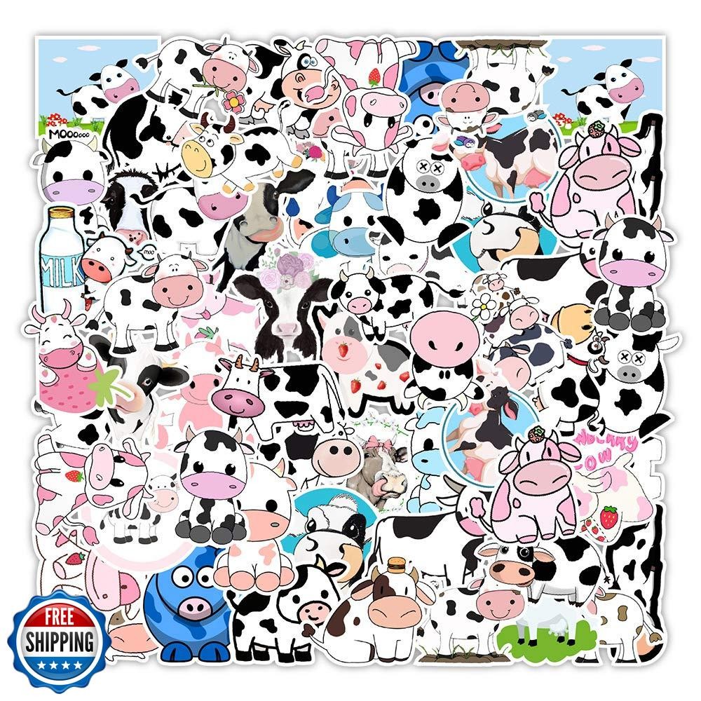 100 PCS Cow Stickers – Waterproof PVC Vinyl Animal Decorative for Water Bottl