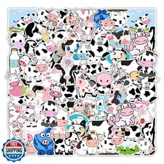100 PCS Cow Stickers – Waterproof PVC Vinyl Animal Decorative for Water Bottl