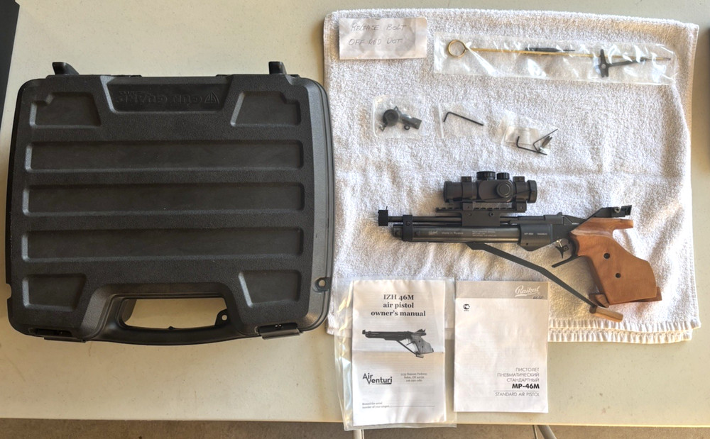 Baikal MP-46M .177 Single Stroke Pneumatic Match Air Pistol with Scope & Case