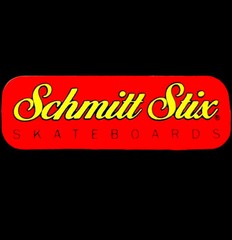 Vintage 1980’s Schmitt Stix Skateboards Sticker In Red & Yellow