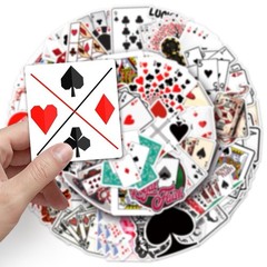 50Pcs Random Classic Card Suites Poker Cartoon Game Room Waterproof Stickers