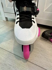 Rollerblade Apex Junior Adjustable Fitness Inline Skate, White/Pink 5.5-7.5