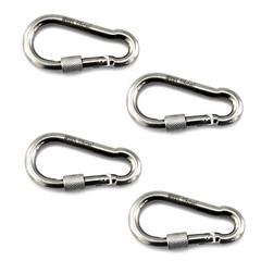 4 Pack 3.16″ Stainless Steel Locking Carabiner Clip Heavy Duty Snap Spring Hook