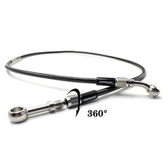 AN3 M10 Black Stainless Steel Braided Motorcycle Brake Line Oil Hose 120 cm