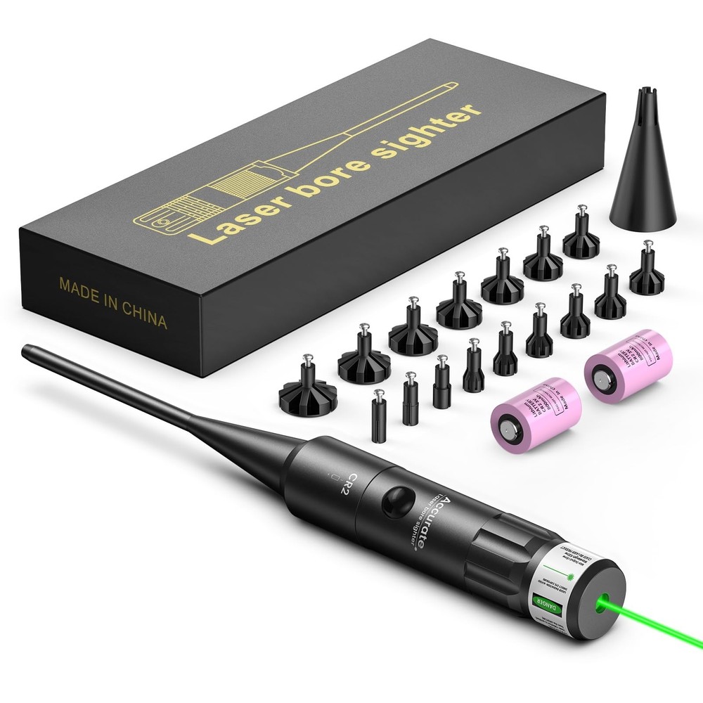 EZshoot Bore Sight Kit Bright Green or Red Dot BoreSighter with Big Button Sw…