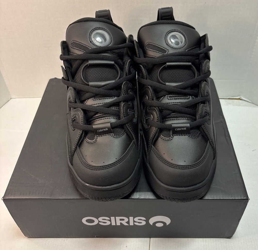 Osiris D3 E Mens 14 Black Skate Shoes New Triple Black Retro Chunky Sneaker Y2K