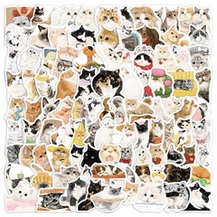 30Pcs Random Cute Cat Meme Kawaii Kitten Animal Cartoon Waterproof Stickers