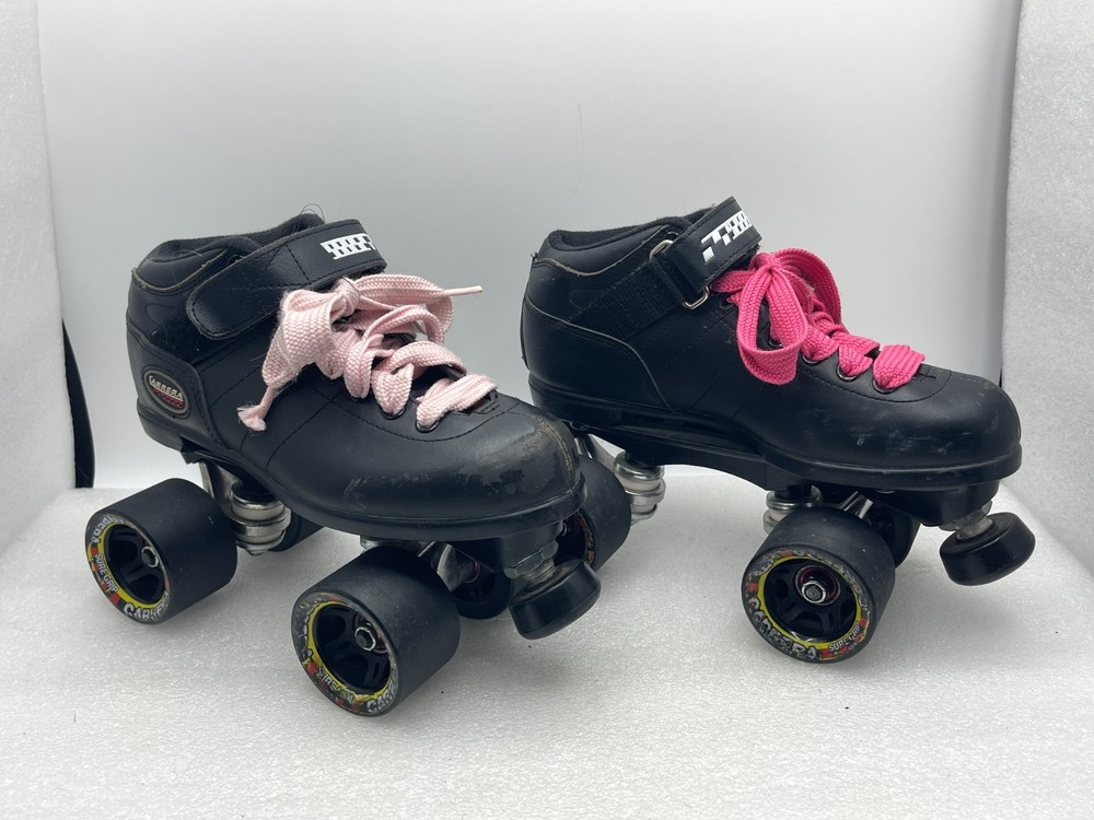 VTG Riedell Carrera Speed Roller Skates Size 5 Black Leather Model 105B