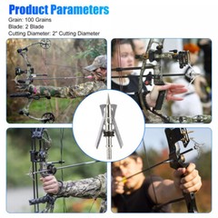24PCS Hunting Arrowhead 100 Grain Archery Broadheads 2″ Dia Expandable W/2 Blade