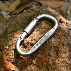 Aluminum Carabiner Clips – Set of 6- Black & Silver Carabiner Tactical Hook
