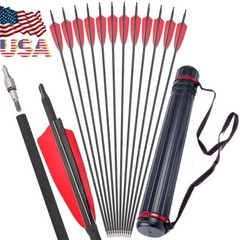 12pcs 30″ Carbon Arrows SP500 4″ Real Turkey Feathers Hunt Arrows Target Archery