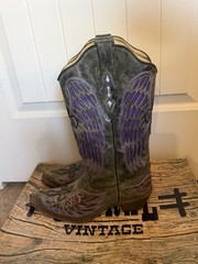 Corral Black-Purple Wing Cross Western Boots Women’s Size 9.5 – Worn Once