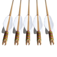 12pcs 33″ Wooden Arrow 4 Feather Gorgeous Patterns Spine 400 Recurve Bow Longbow