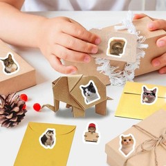 Roll of 500 Cat Face Stickers – Adhesive Decorative Seals for Envelopes & Crafts