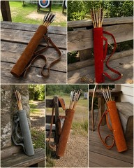 Handmade Leather Archery Quiver Arrow Holder Back Shoulder Recurve Longbow