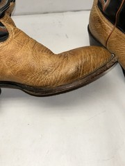 Tony Lama Men’s Western Cowboy Boots Tan Leather Black Stitching US 9 5184