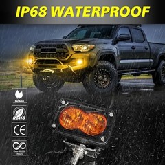 LED Pods, 3 Inch Flood CREE LED Fog Lights 40W Small Driving Flood Beam Amber