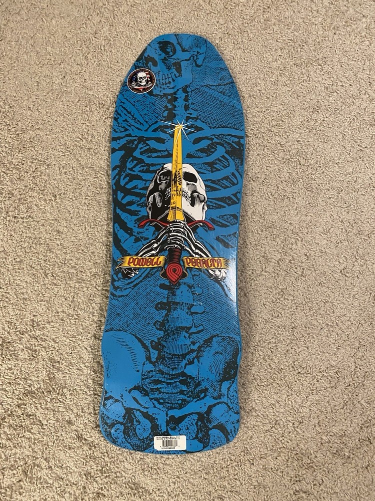 Powell Peralta 80s Reissue Skull & Sword Skateboard Deck Blue Bones Brigade