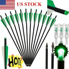 20» 12x Crossbow Bolts Carbon Shafts ID 7.6mm/3 x Lighted Nocks Archery Hunting