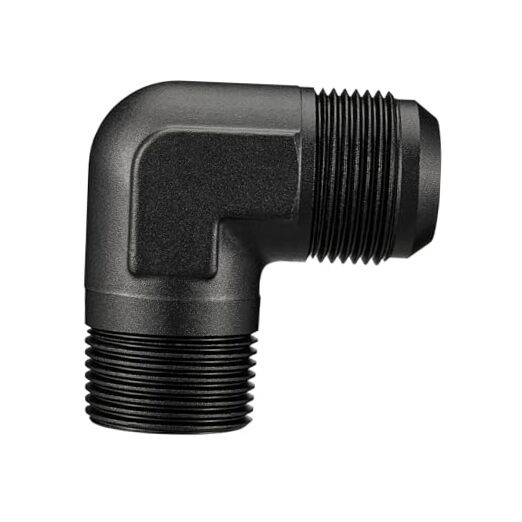16AN Male Flare to 1″ NPT Pipe 90 Degree Fitting Adapter Aluminum Black