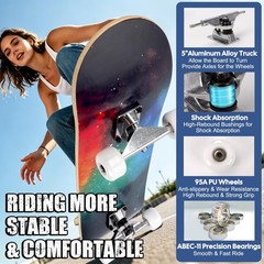 Skateboards for Beginners Adults Youths Teens Kids Girls Boys 31 Inch Pro Com…