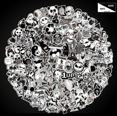 100 Black N White Skateboard Sticker bomb Laptop Luggage Decals Dope Sticker Lot