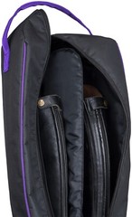 English Boot Bag – Handle and Shoulder Strap – Black – Purple or Royal Blue Trim