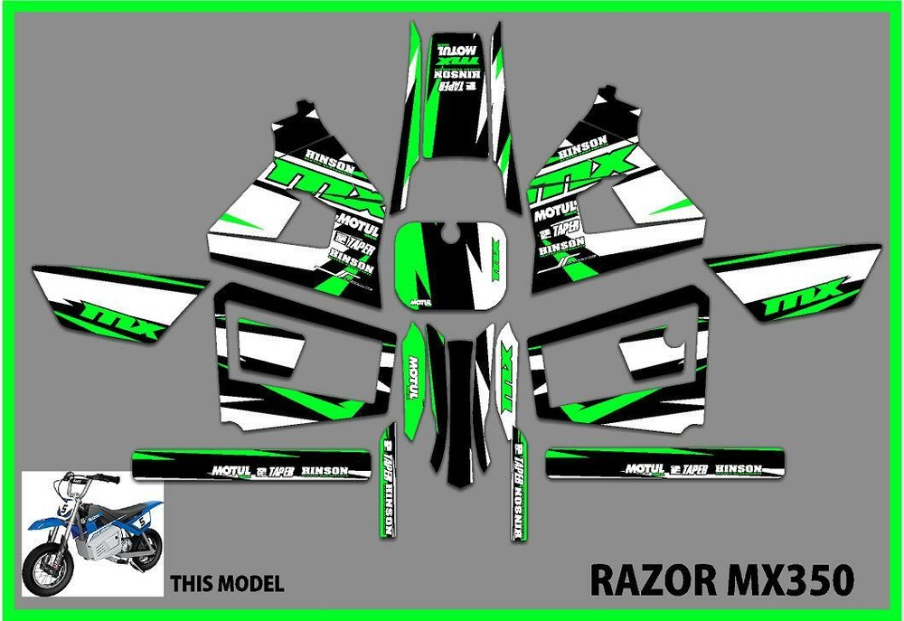 Razor MX350 NEW MODEL graphics kit decals THICK AND HIGH GLOSS