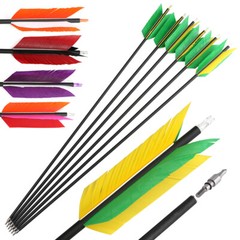 6/12pcs 30″ Carbon Arrows 4″ Flu Flu Feather SP500 Bow Hunt Archery Shoot Target