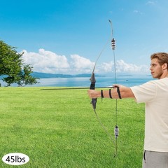 45 Lb Recurve Bow Kit For Adults With 12 Hybrid Carbon Arrows Bow Bag Included