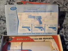 Vintage Marksman Repeater Air Pistol BB’s Pellet Darts Targets Extra Darts .177