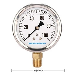 2-1/2″ Dial Size, Glycerin Filled Plumbing Pressure 0-100 psi Lower Mount