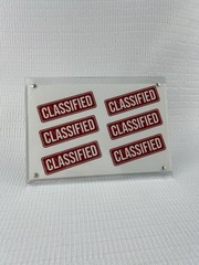 6 Classified 3×1.6″ 3M Premium Vinyl Waterproof Stickers