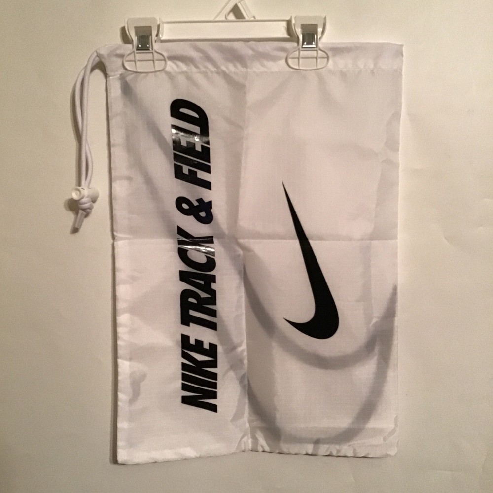 Nike White Black Nylon Track & Field String Closure Storage Shoe Bag 16.5″x11.5″