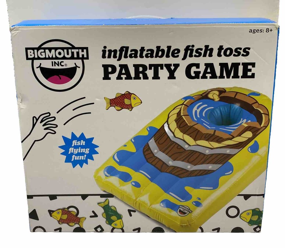 Cornhole Inflatable Toss- A- Fish Bean Bag Party Game Set, Year Round Inside Out