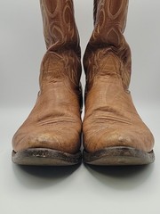 Nocona Brown Leather Western Men’s Boots Classic Patina USA Made 8.5 D Vintage