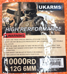 10000 ROUNDS 6mm .12g AIRSOFT BBs UK ARMS ITEM #9 ORANGE