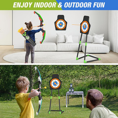 2 Pack Bow and Arrow for Kids, LED Light up Archery Set with 24 Suction Cup Arro