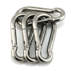 4 Pack 5/16″ Stainless Steel Carabiner Clip Metal Spring Snap Hook Heavy Duty