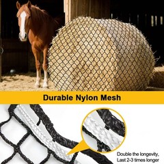Large Round Bale Hay Net, Slow Feed Knotless Design Hay Net Feeder for Livest…