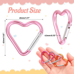 30pcs Heart Carabiner Clip, Alloy Heart Shape Hanging Keychain Clip, Cute Alumin