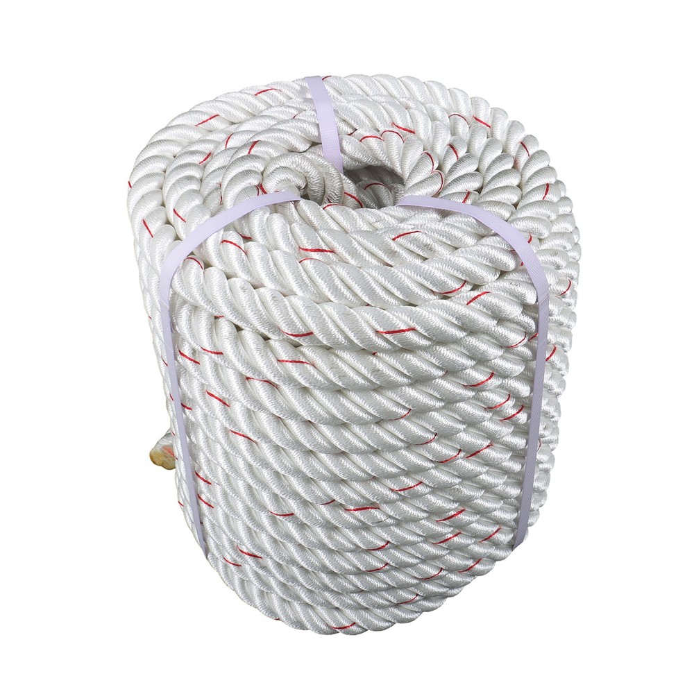 3400 Pounds White Red 1inch × 120FT High Strength Braided Rope Breaking Strength