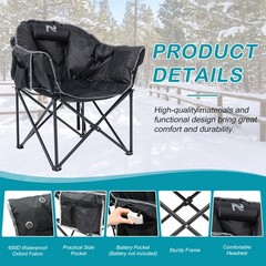SLSY Oversized Heated Camping Chair Patio Lounge Chairs with 20000mAh Power Bank